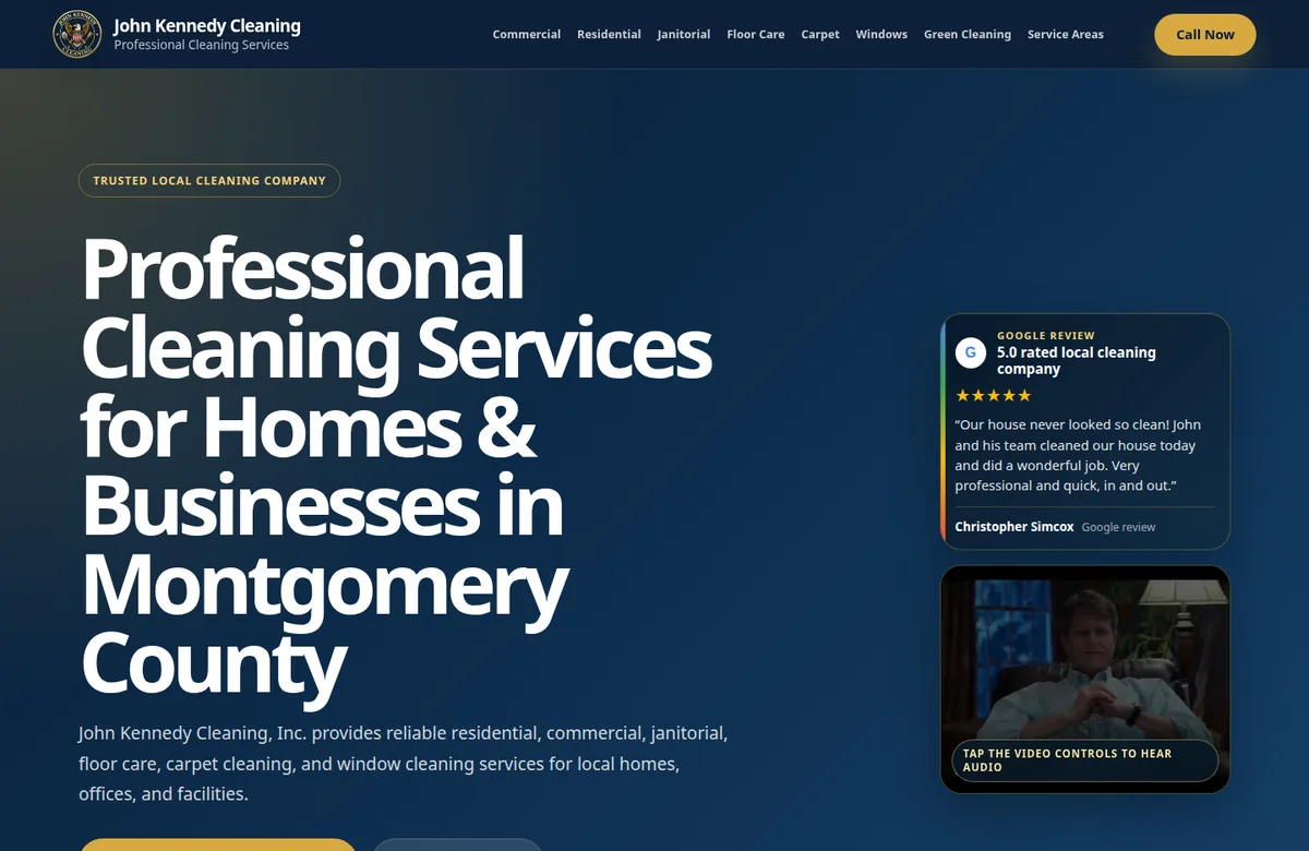 John Kennedy Cleaning website project by Technasurge